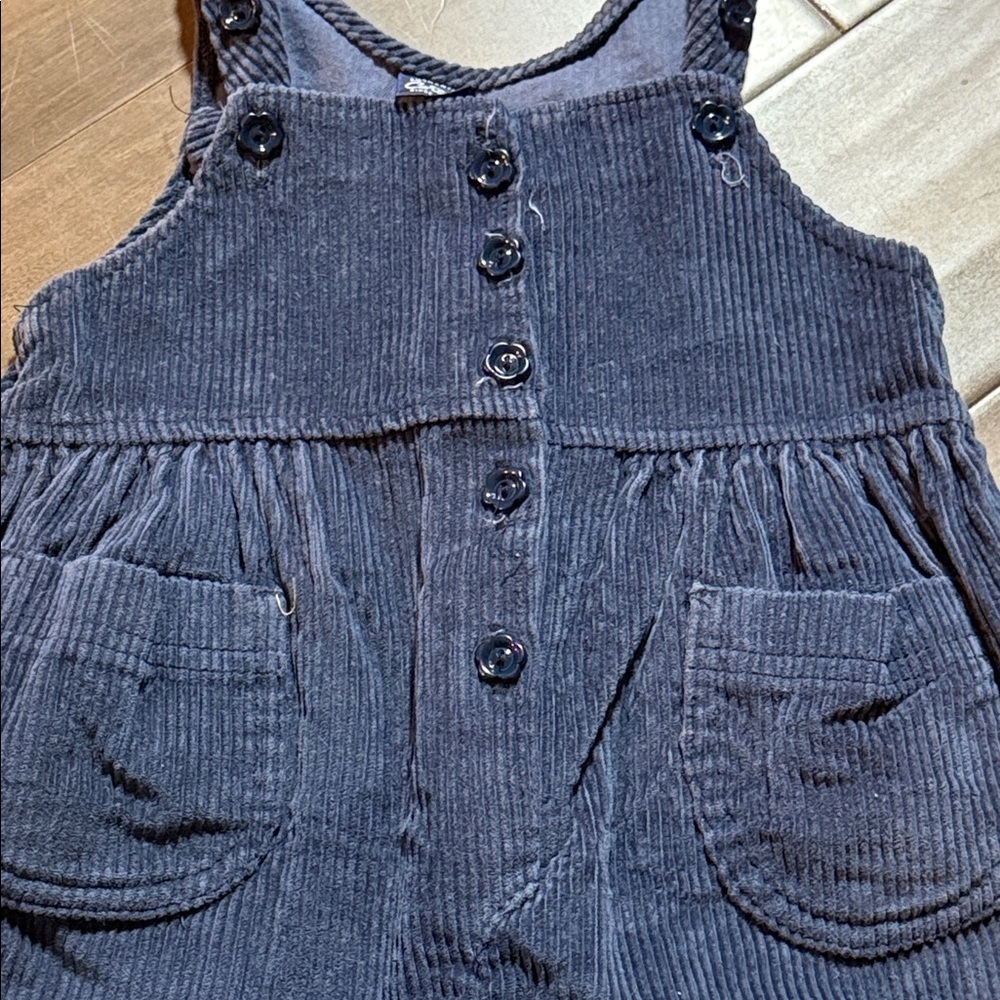 Carters Vintage Girls Navy Blue Corduroy Overalls SZ 18 Months - Picture 2 of 5